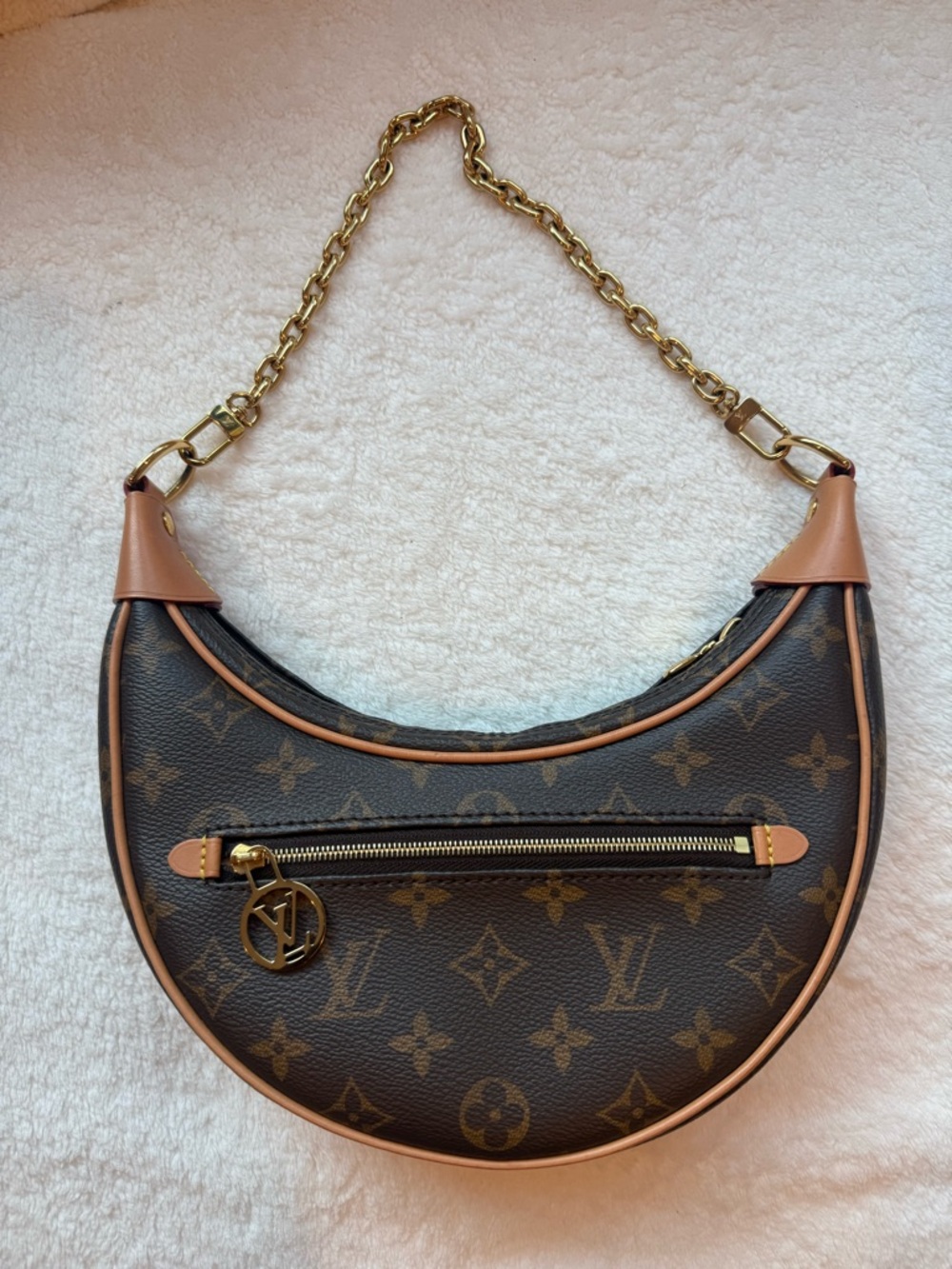 Louis Vuitton Brown Monogram Loop Crescent Shoulder Bag